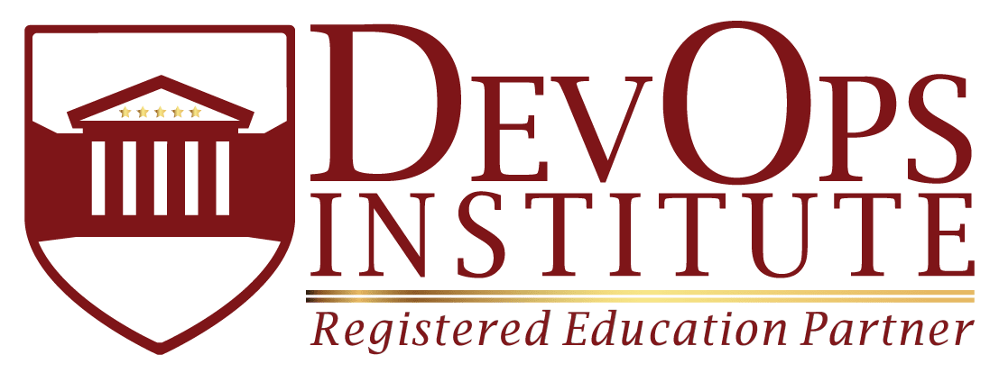 DevOps Institute Registered Education Partner Horizontal Logo white